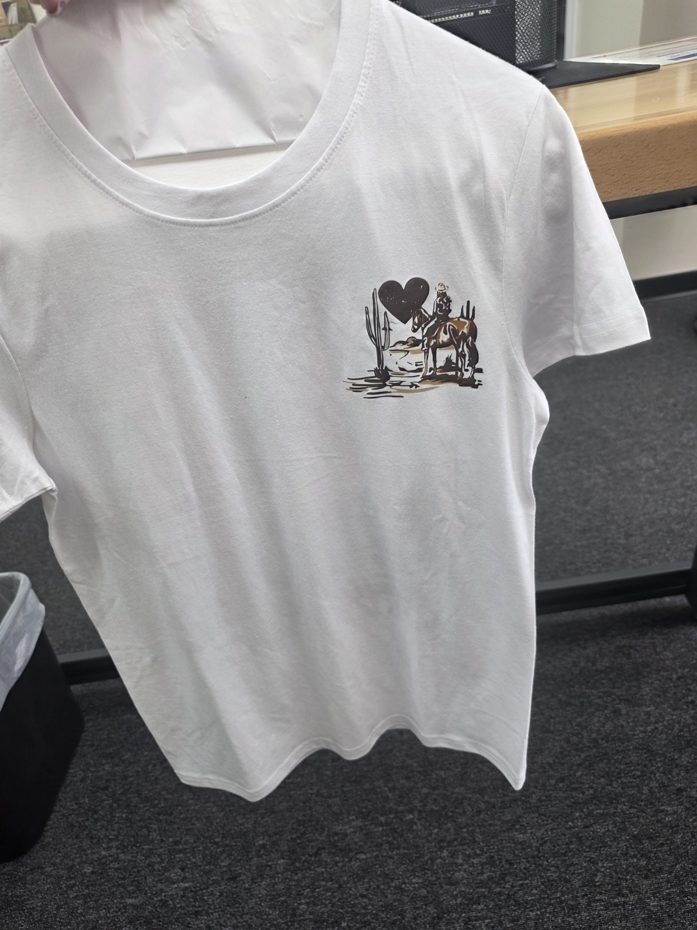 White Tee with Desert Cowboy Graphic